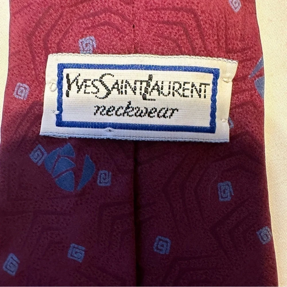 Vintage YSL Yves Saint Laurent Tie 100% Silk Red 56” x 3.5